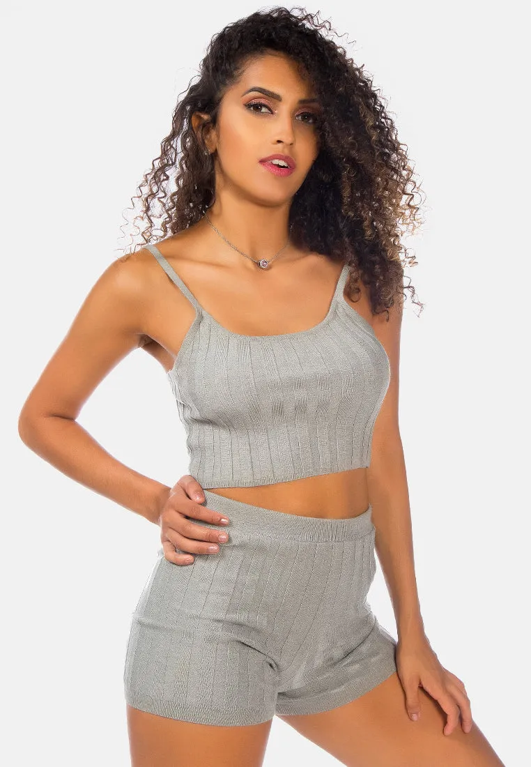 Solid Rib Knit Shorts