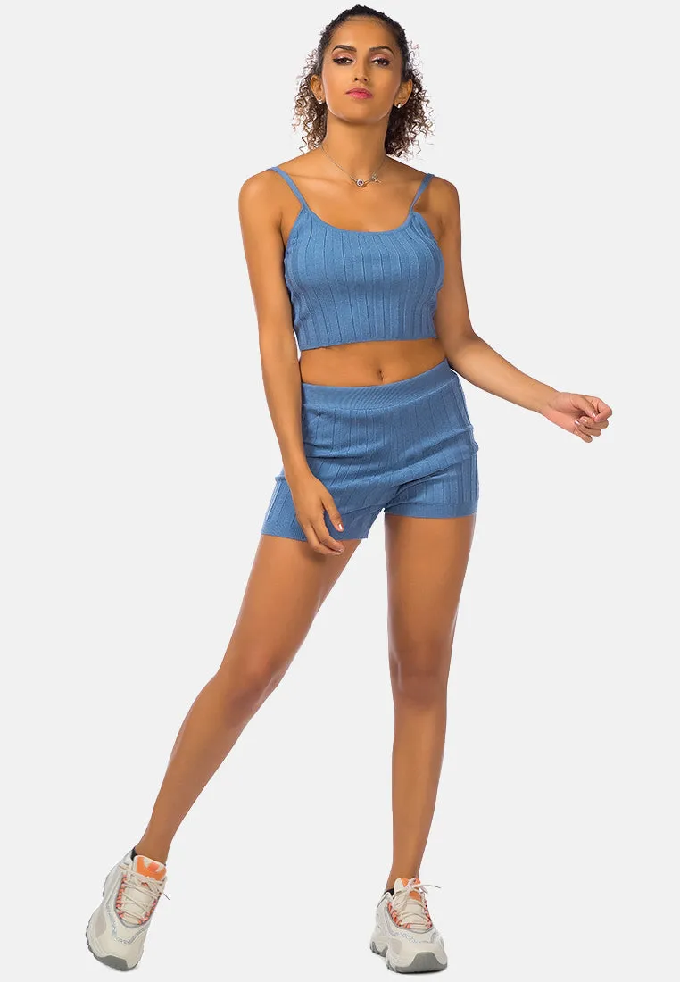 Solid Rib Knit Shorts
