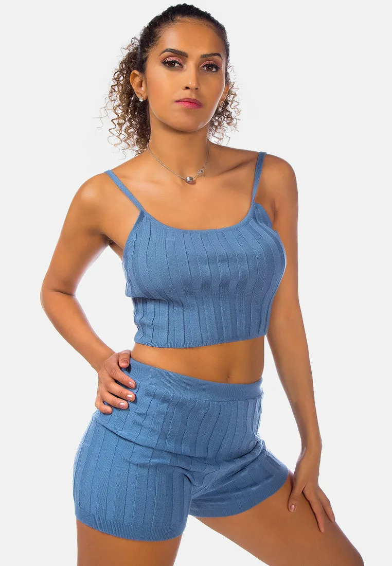Solid Rib Knit Shorts