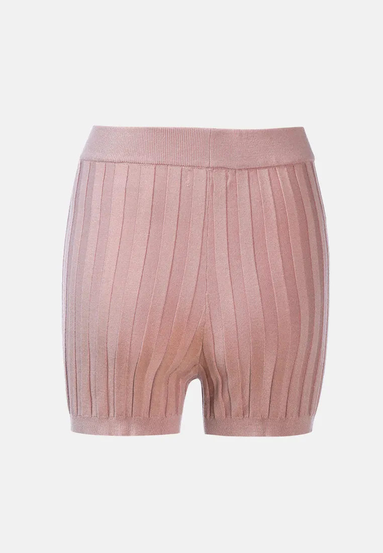 Solid Rib Knit Shorts