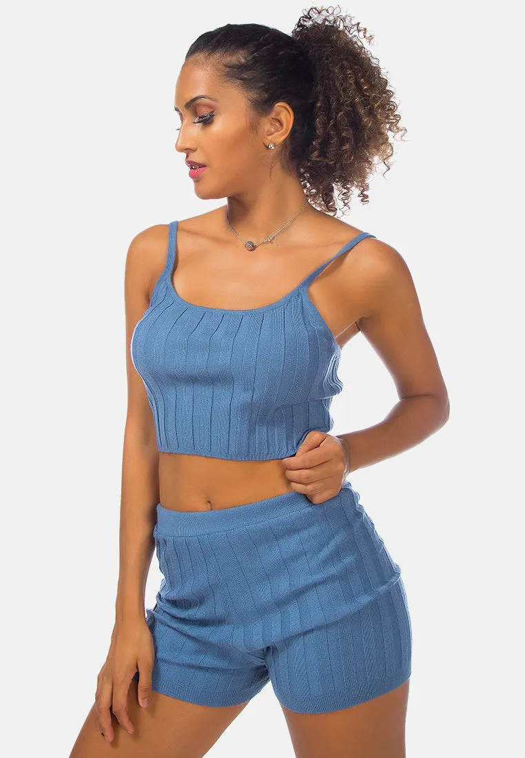 Solid Rib Knit Shorts