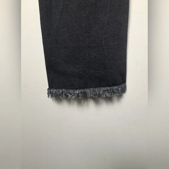 Spartina 449 Jeans Juliette Hi Rise Black Gray Fray Hem Crop Chore Pocket Sz 14
