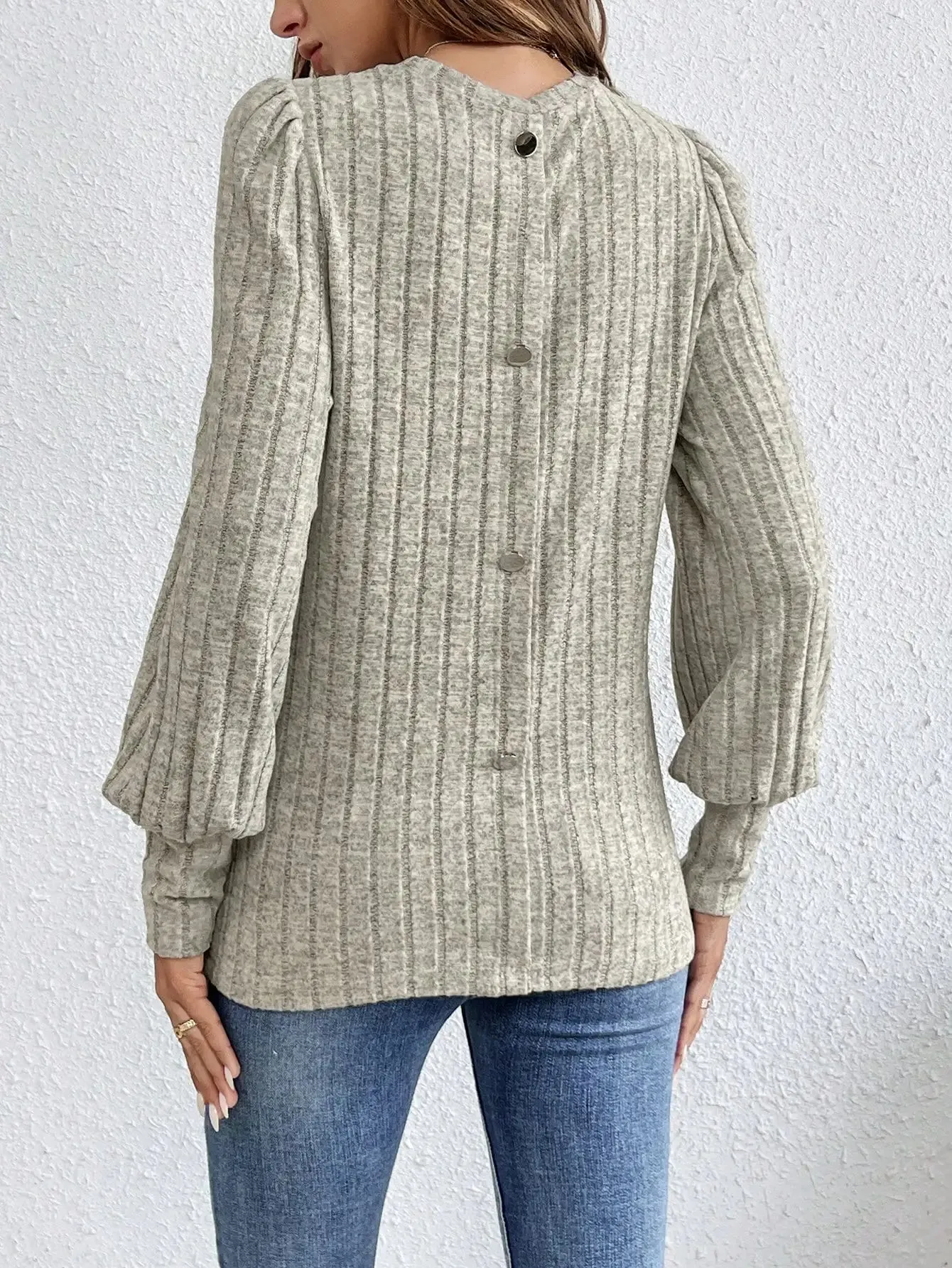 Spring Autumn Casual Crewneck Loose Knit T-shirt