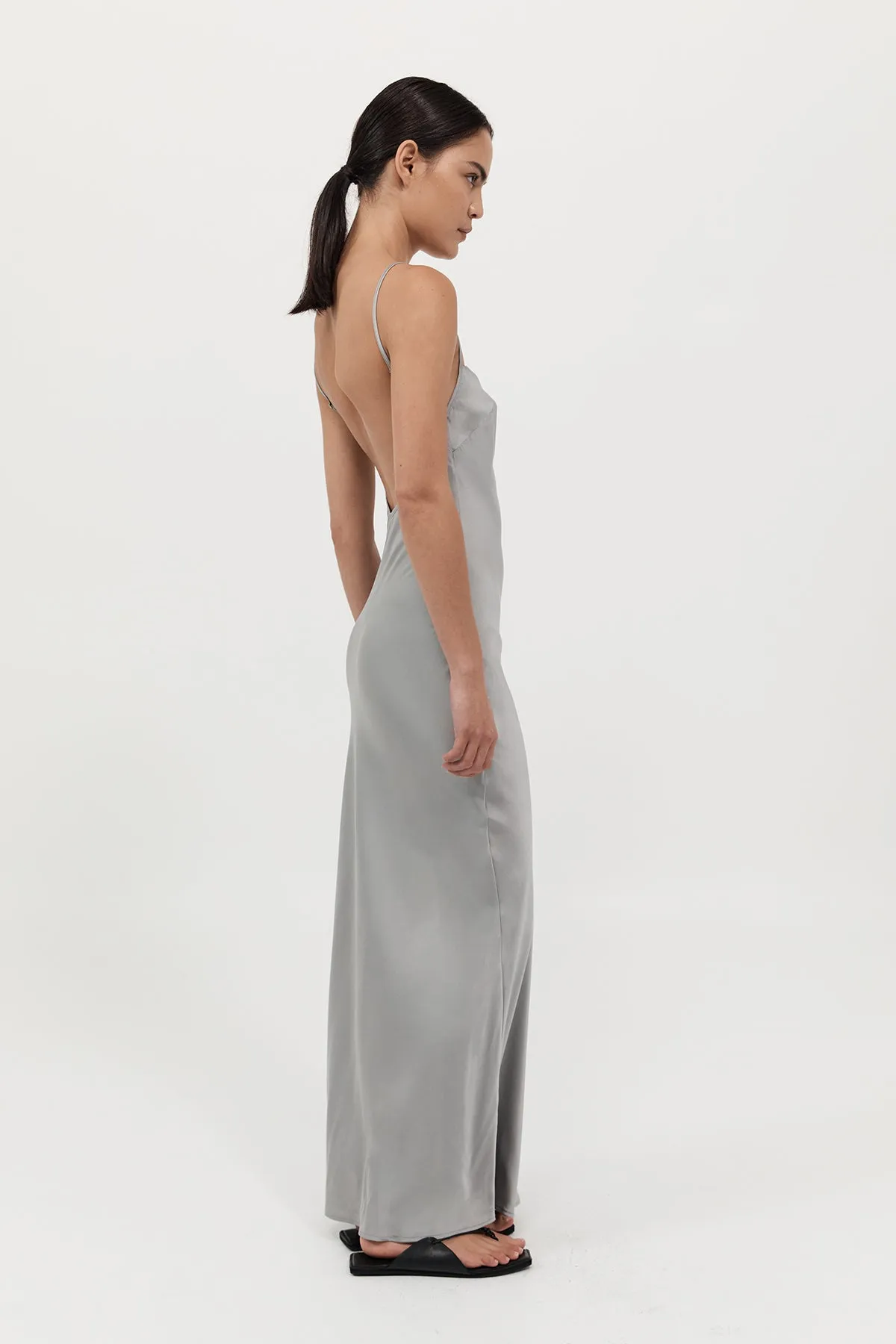 St. Agni | Low Back Slip Dress - Silver