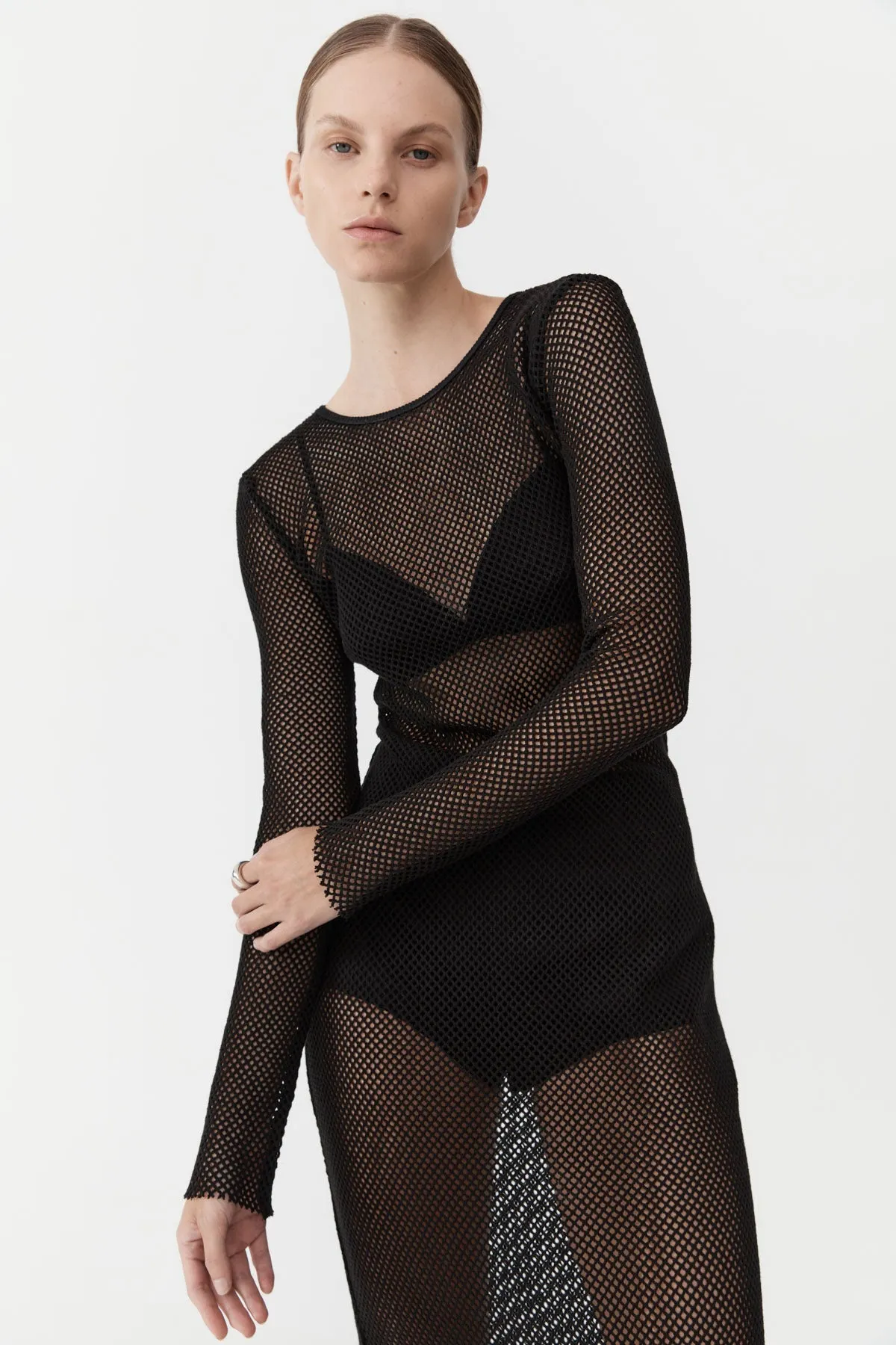 St. Agni | Mesh Long Sleeve Dress - Black