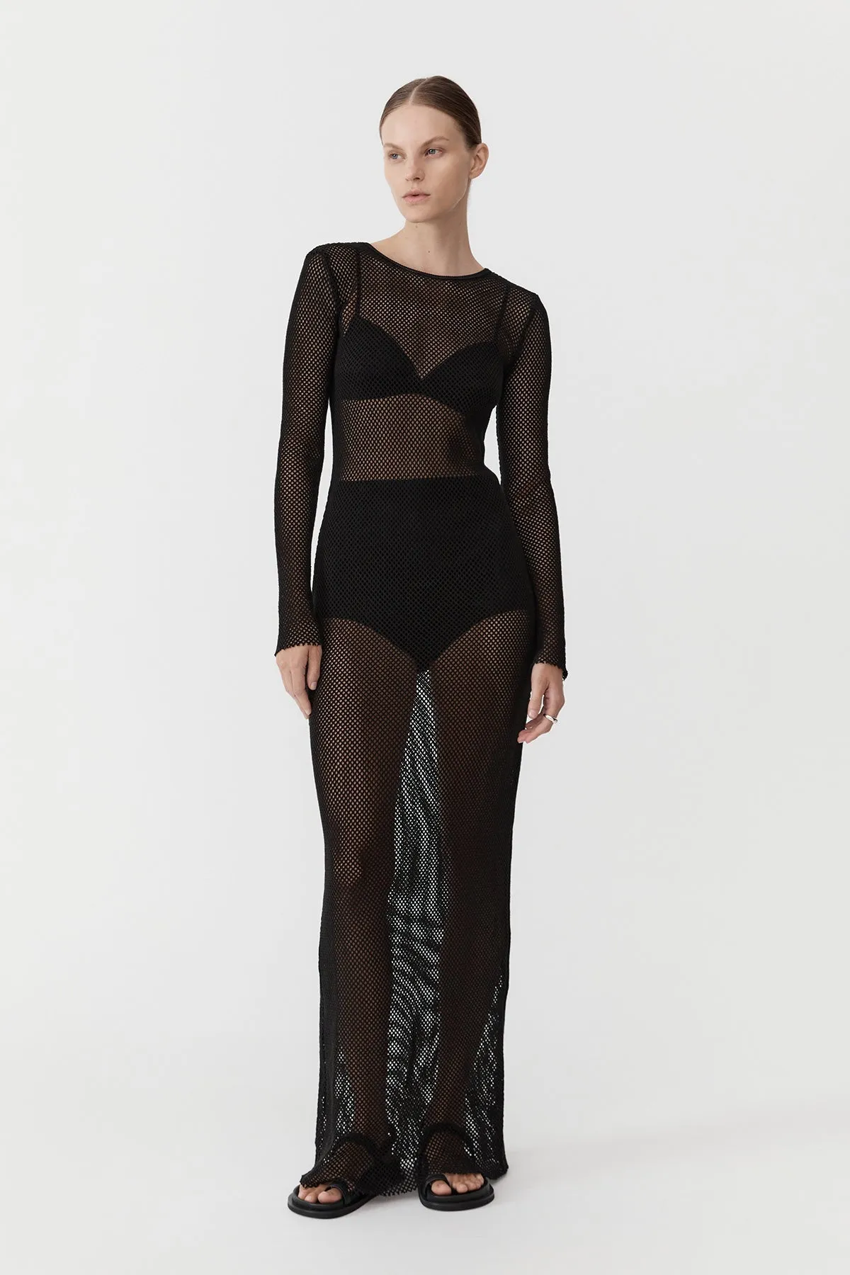 St. Agni | Mesh Long Sleeve Dress - Black