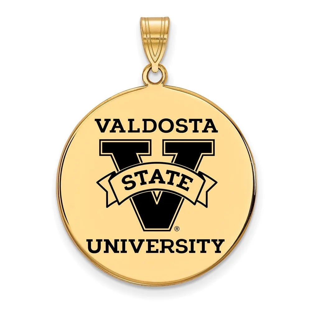 Sterling Silver Gold-plated Valdosta State University Extra Large Enameled Disc Pendant