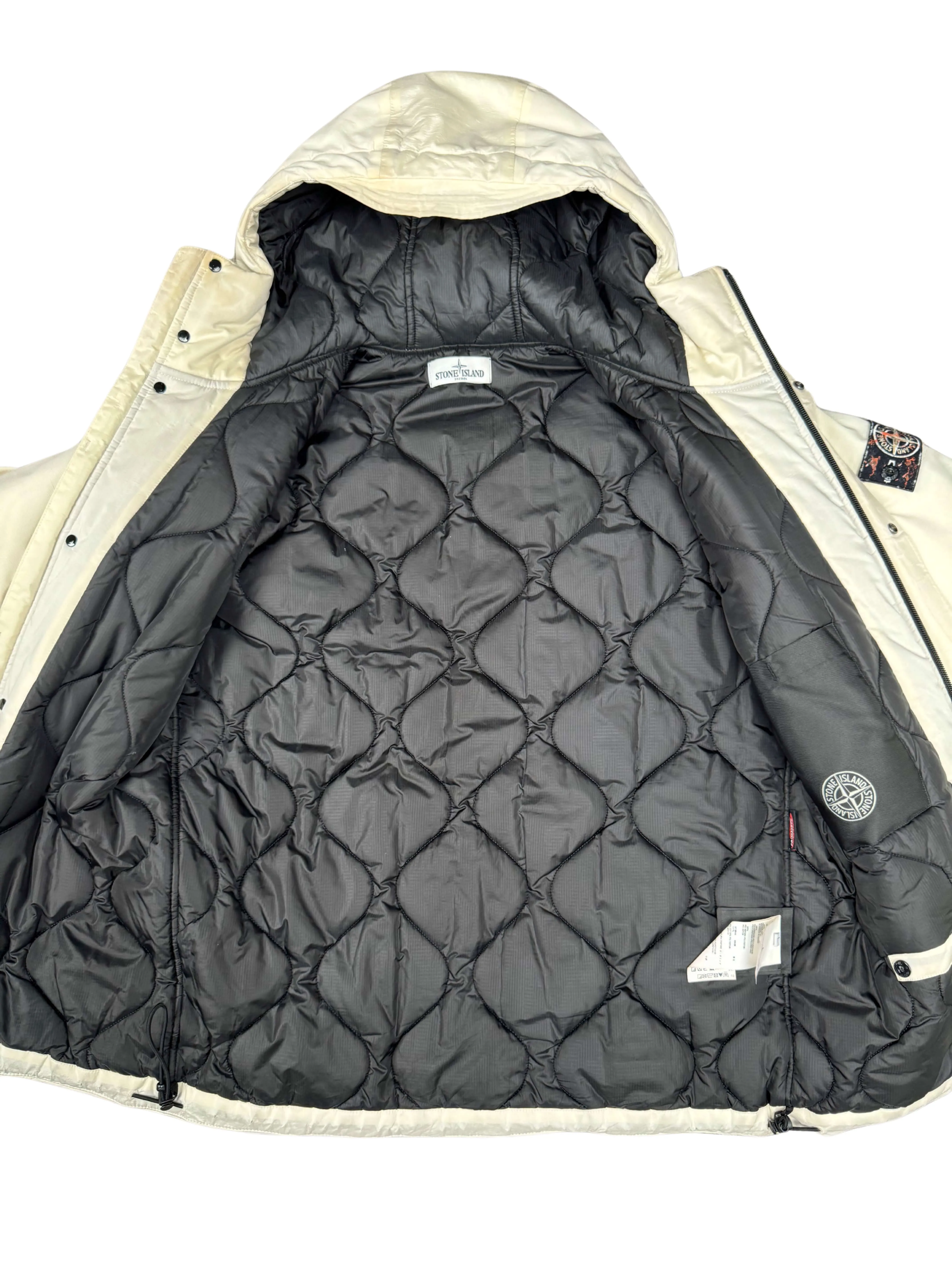 Stone Island Primaloft Quilted Patch Logo Coat - Beige