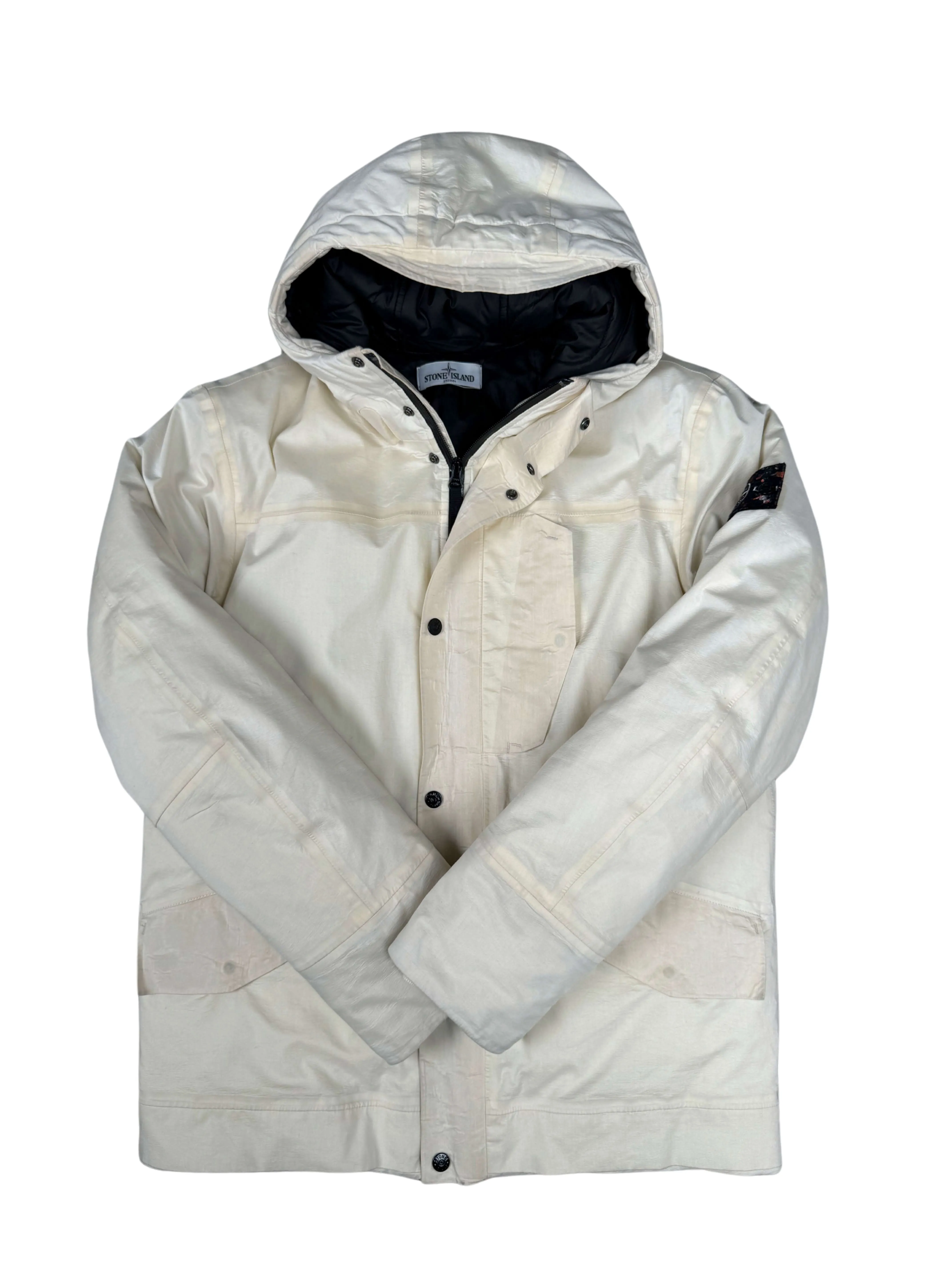 Stone Island Primaloft Quilted Patch Logo Coat - Beige