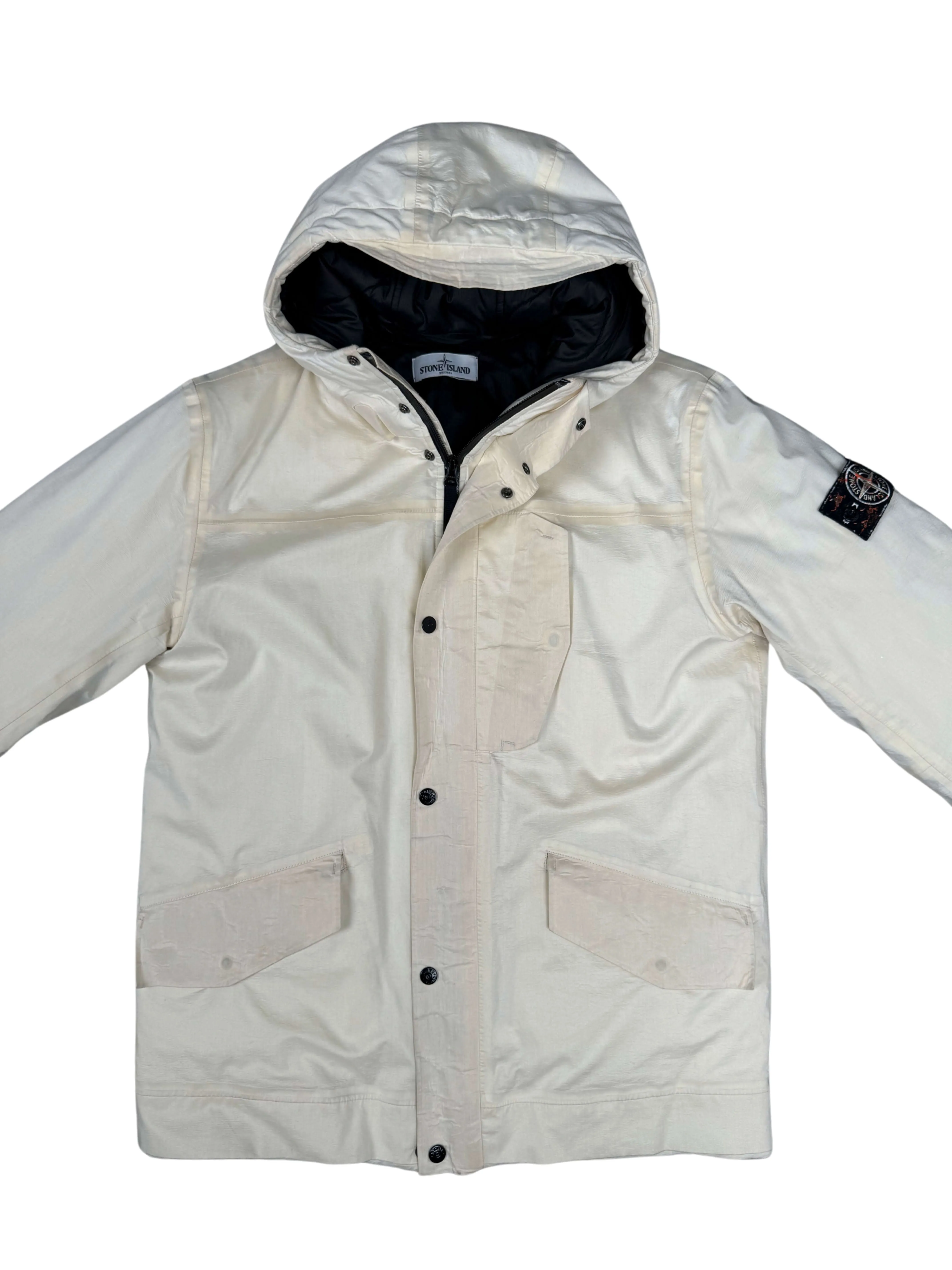 Stone Island Primaloft Quilted Patch Logo Coat - Beige