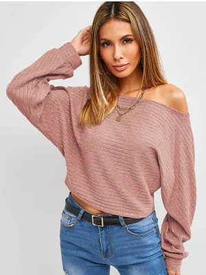 Strapless bat-sleeve sweater