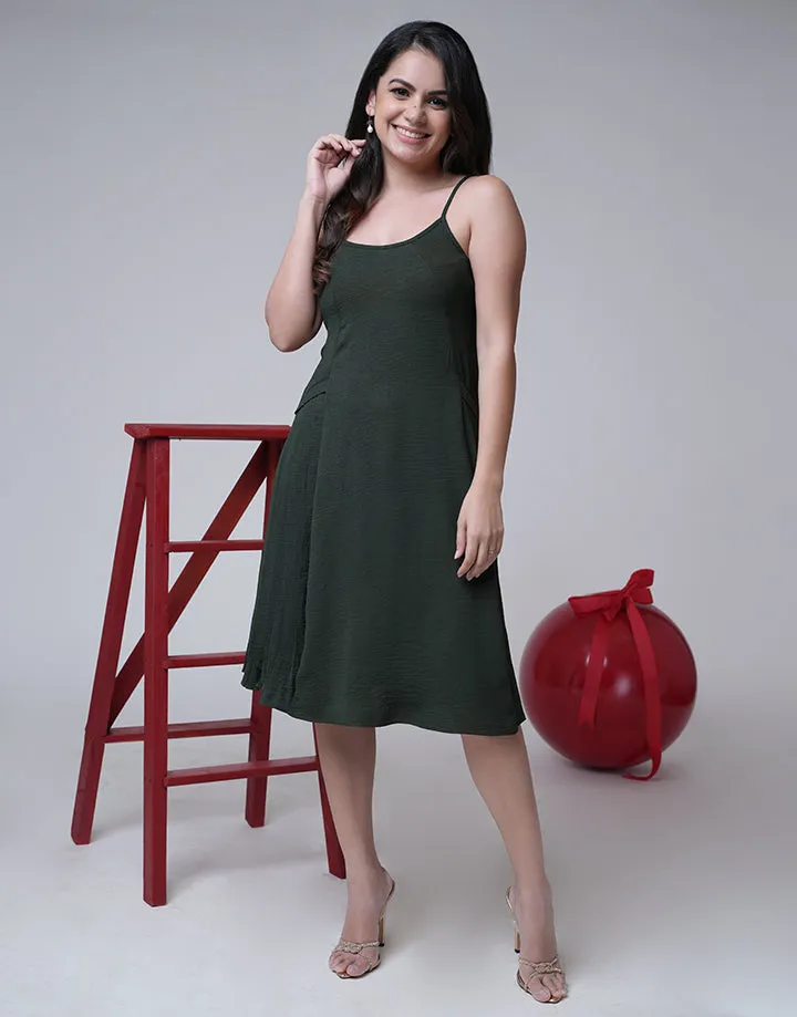 Strappy Neck Dress with Pleat Detail