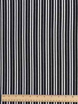 Stripe Cotton Jersey Rib Knit Deadstock - Black   White - Swatch