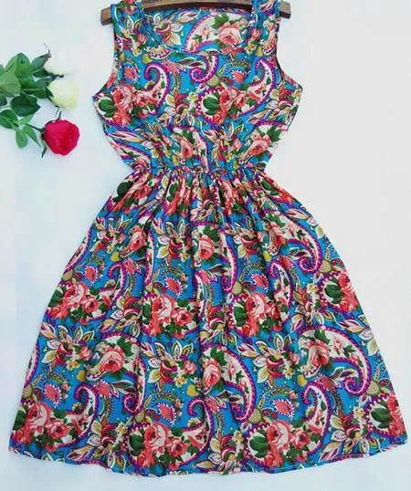 Summer Women Chiffon Dress Beach Floral Tank Fashion Dresses S M L XL XXL
