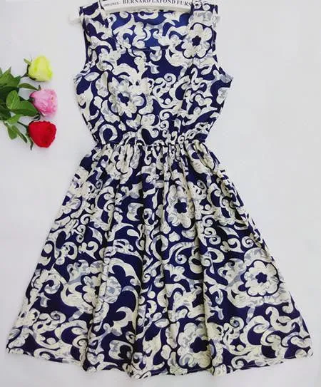 Summer Women Chiffon Dress Beach Floral Tank Fashion Dresses S M L XL XXL