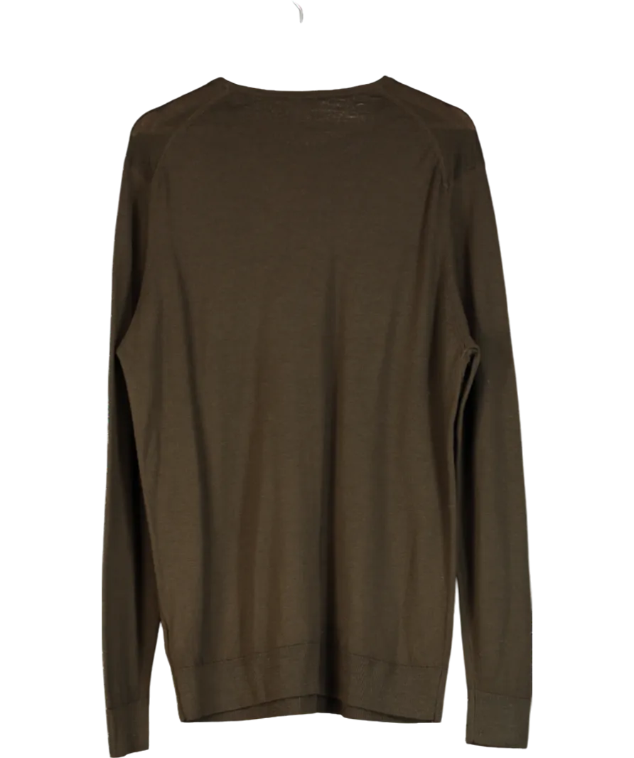 Sunspel Green Extra‑fine Merino Crew Neck UK L