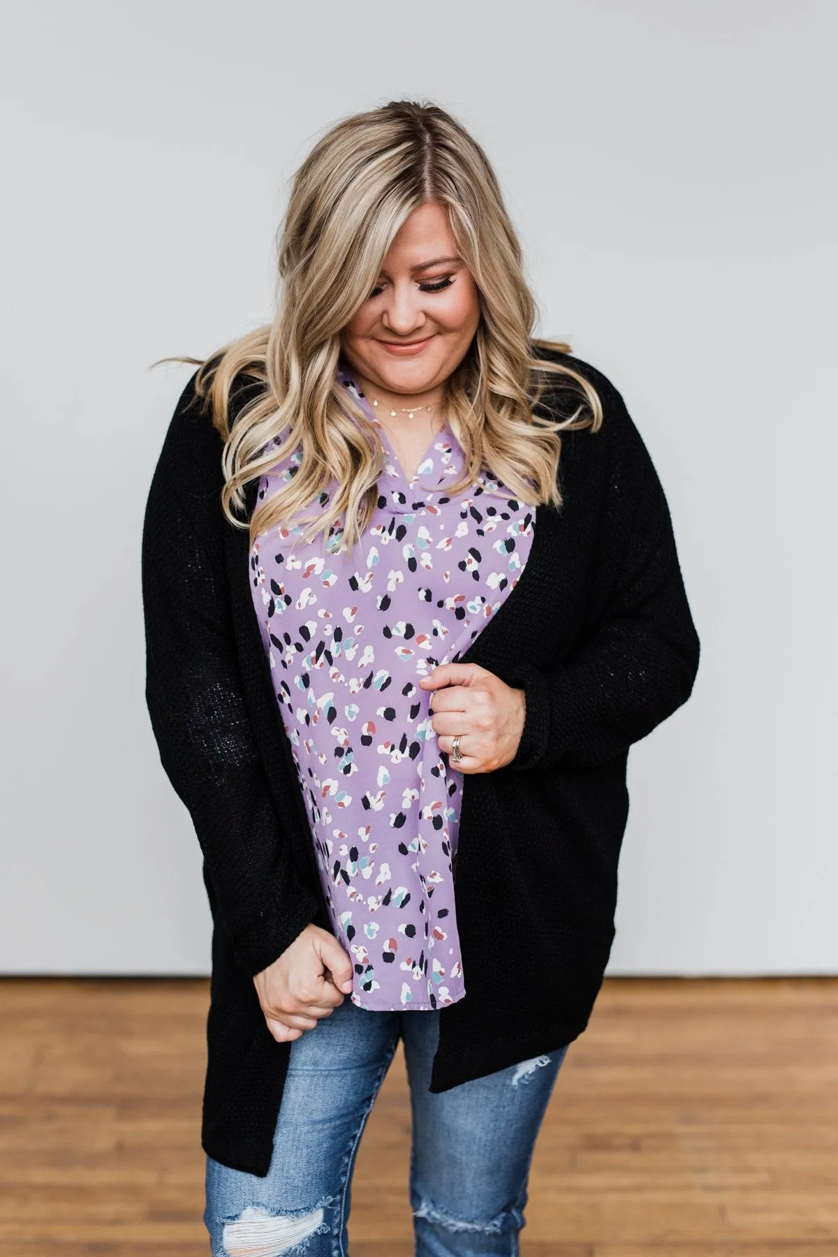 Sweet Serenity Knitted Cardigan- Black