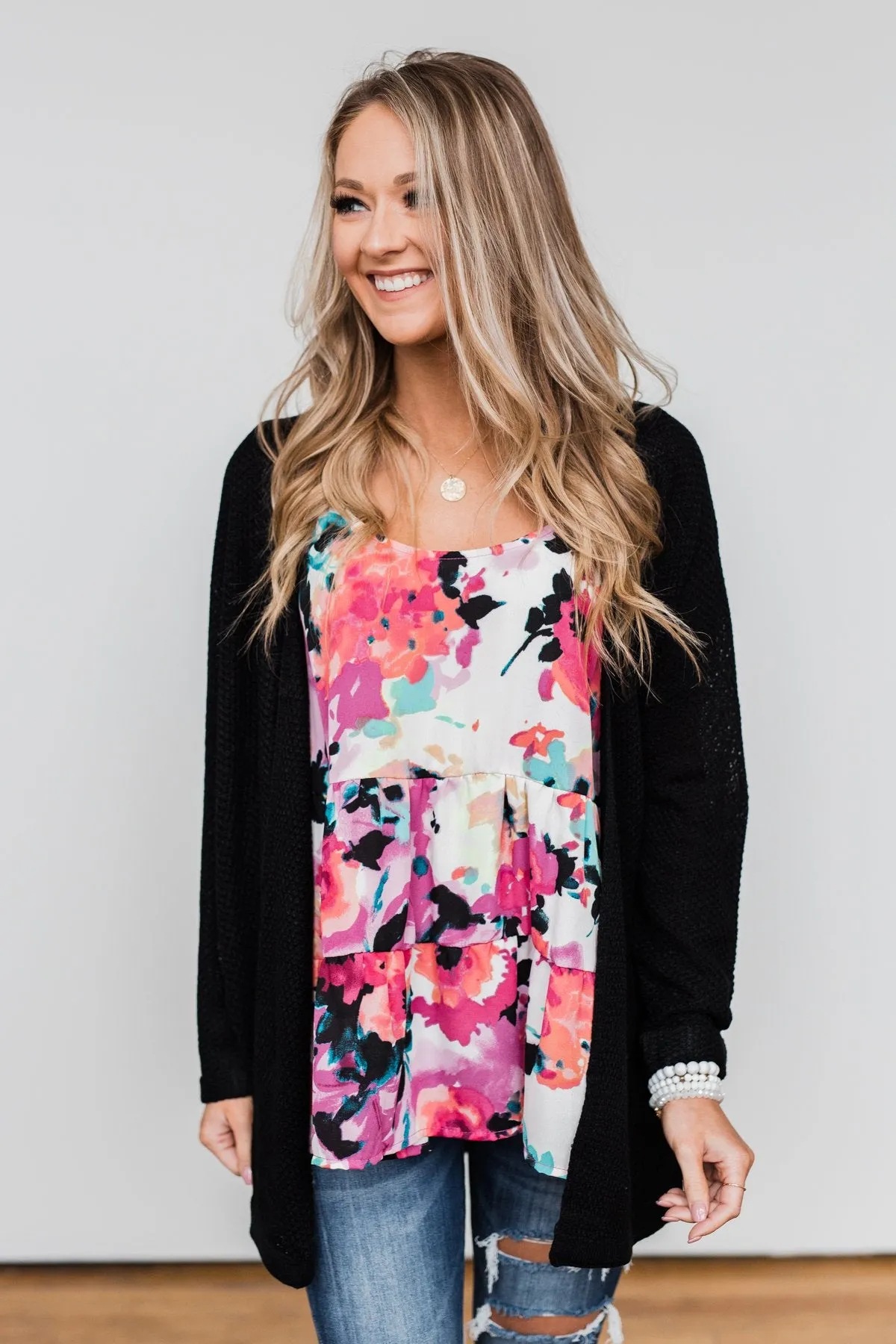 Sweet Serenity Knitted Cardigan- Black
