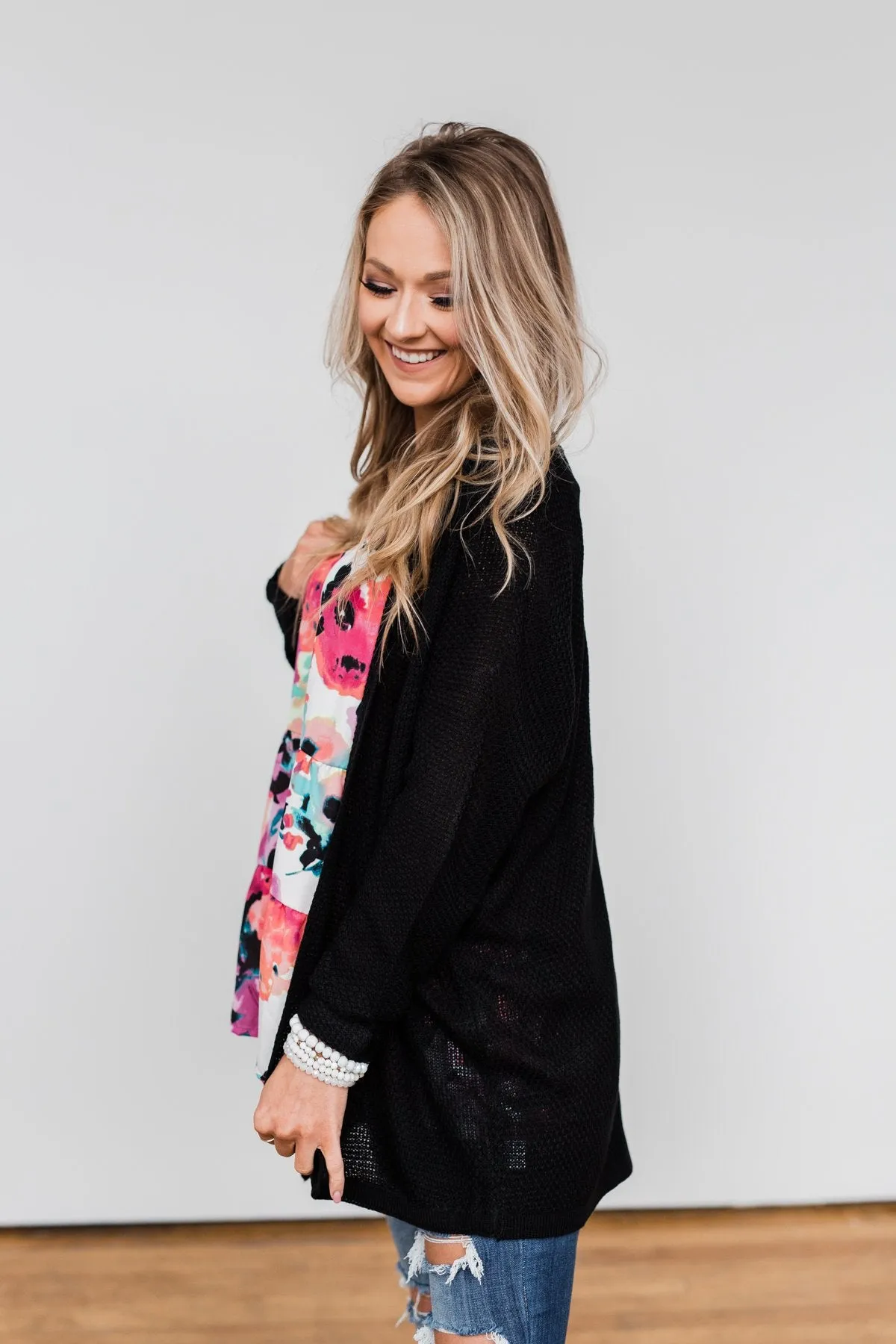 Sweet Serenity Knitted Cardigan- Black
