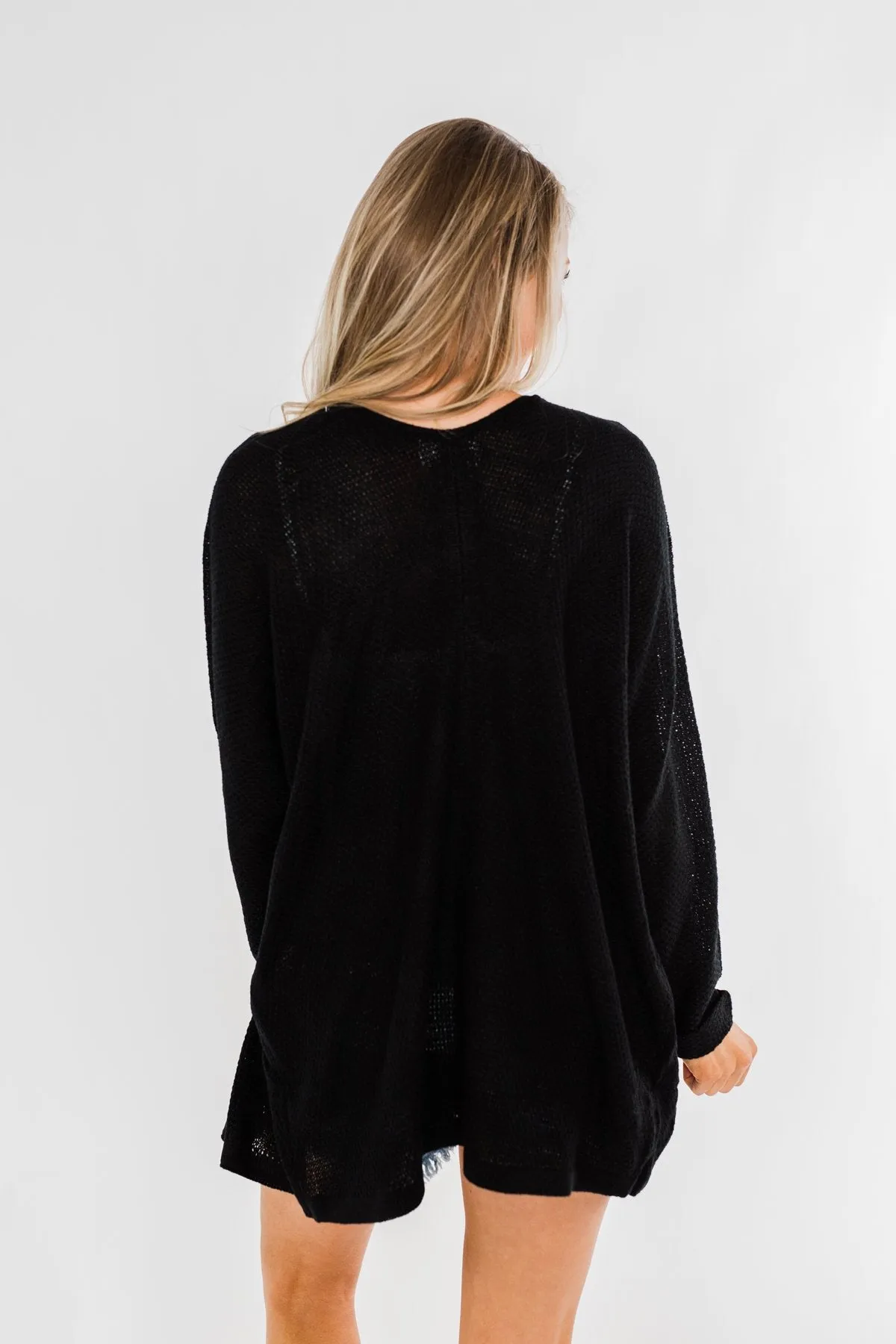 Sweet Serenity Knitted Cardigan- Black