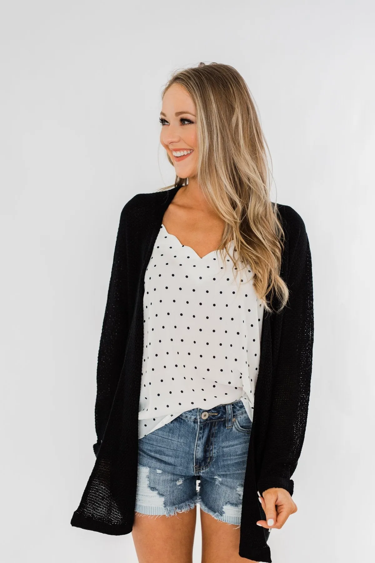 Sweet Serenity Knitted Cardigan- Black