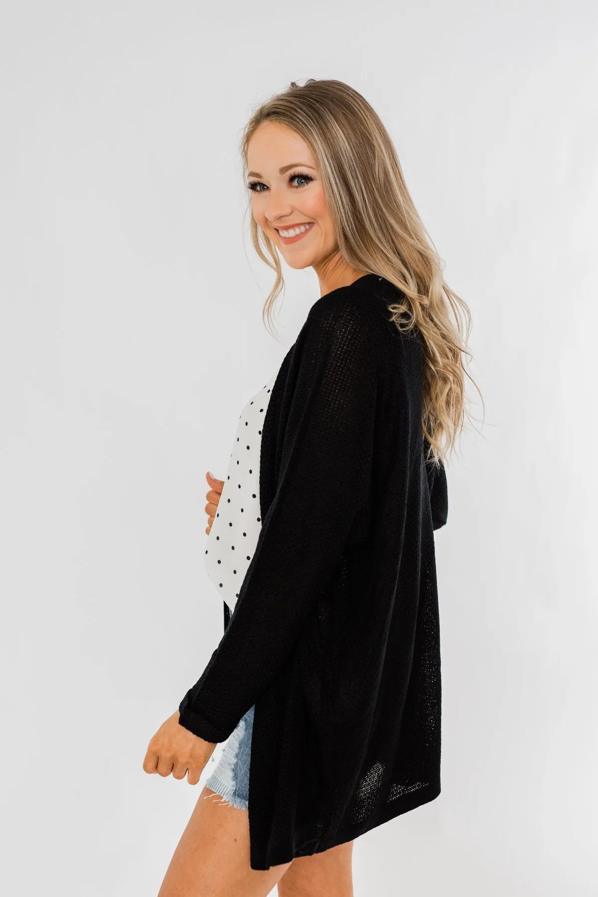 Sweet Serenity Knitted Cardigan- Black