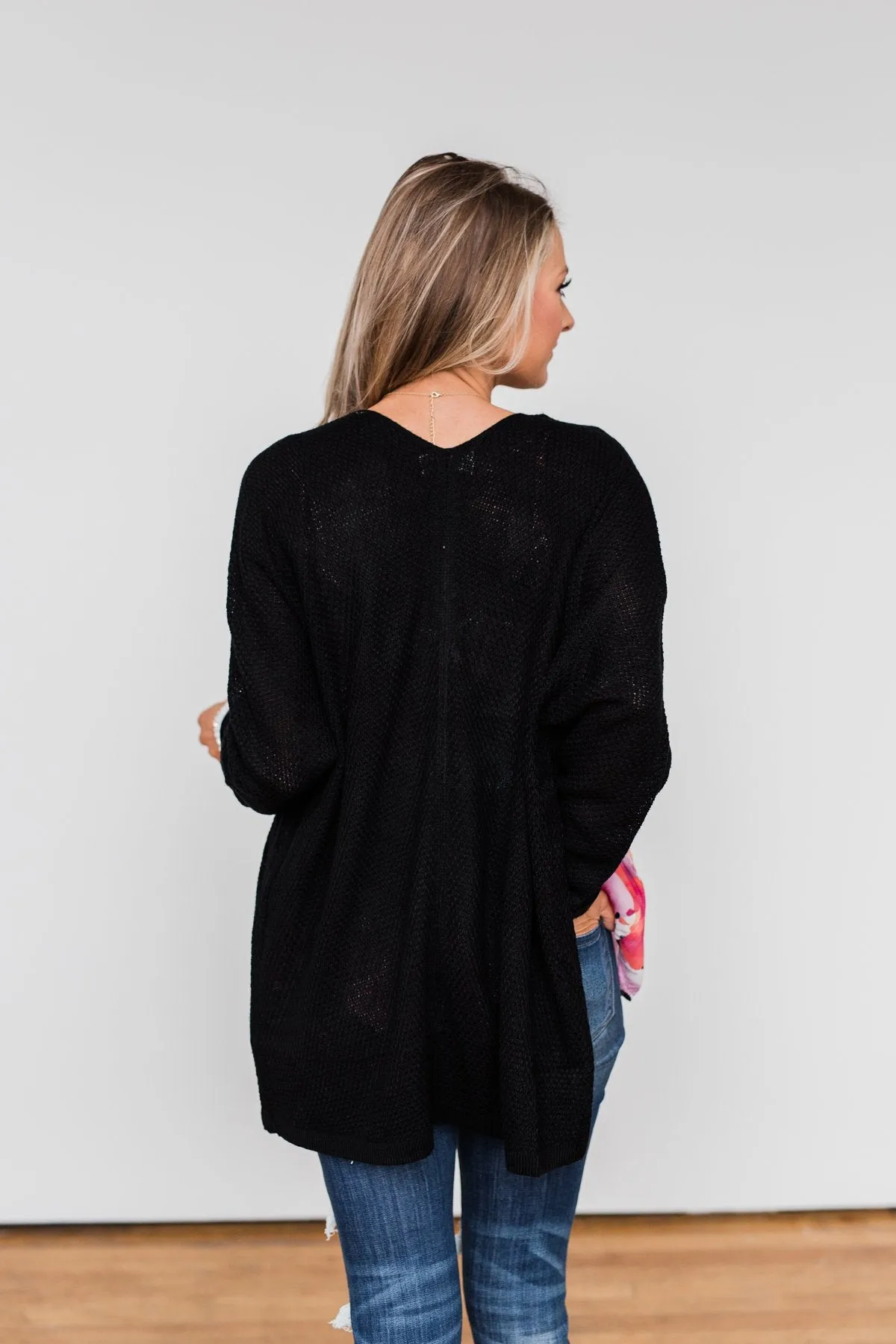 Sweet Serenity Knitted Cardigan- Black