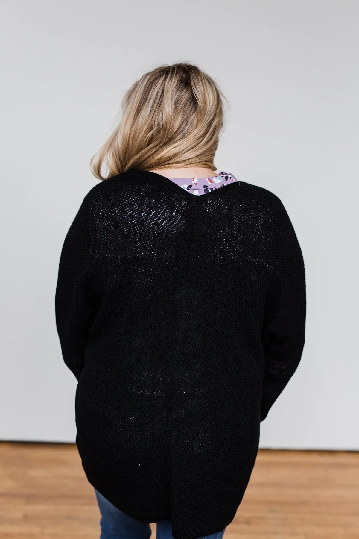 Sweet Serenity Knitted Cardigan- Black