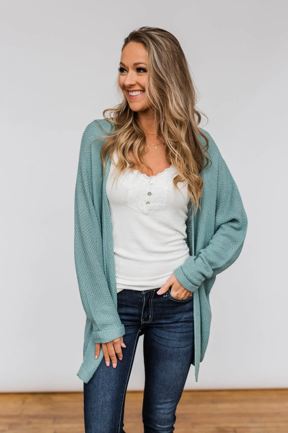 Sweet Serenity Knitted Cardigan- Slate Blue