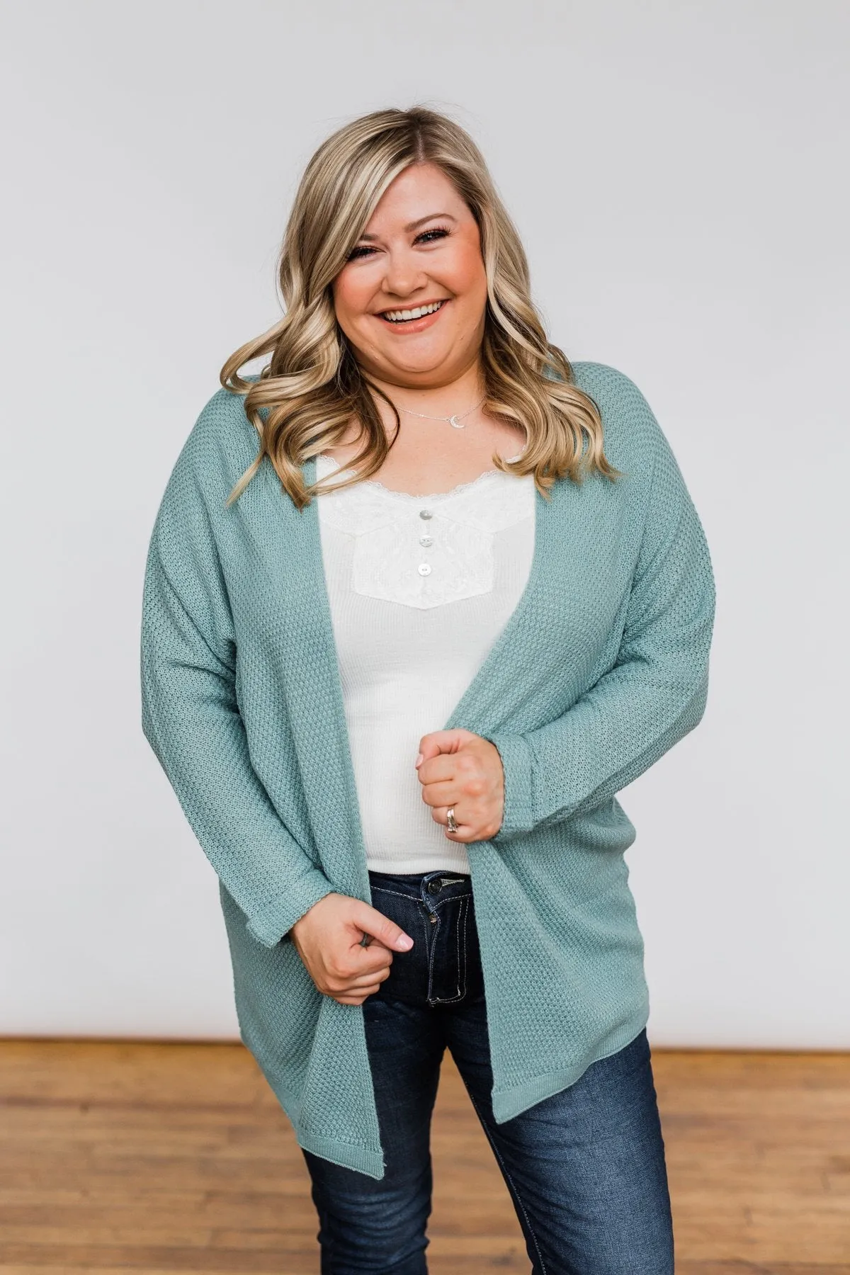 Sweet Serenity Knitted Cardigan- Slate Blue