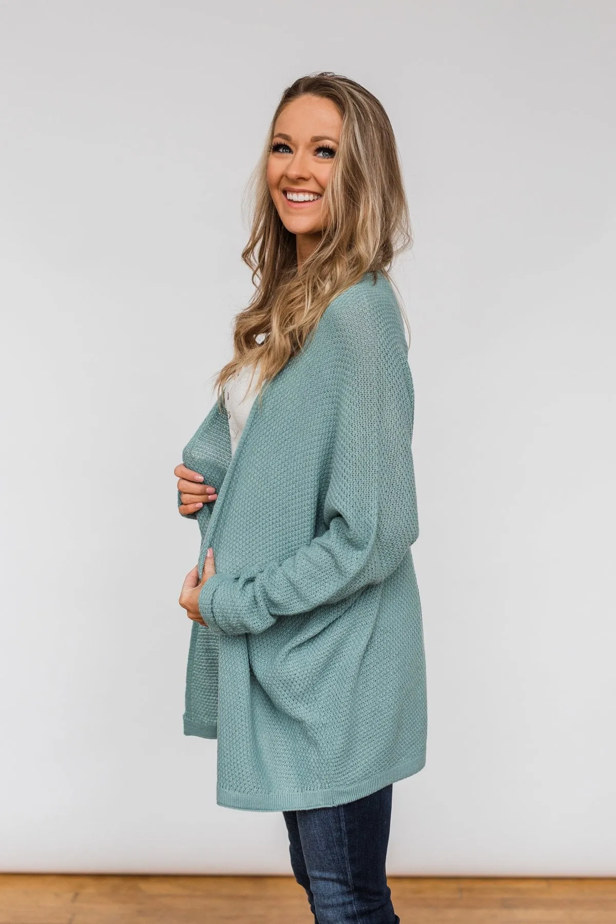Sweet Serenity Knitted Cardigan- Slate Blue