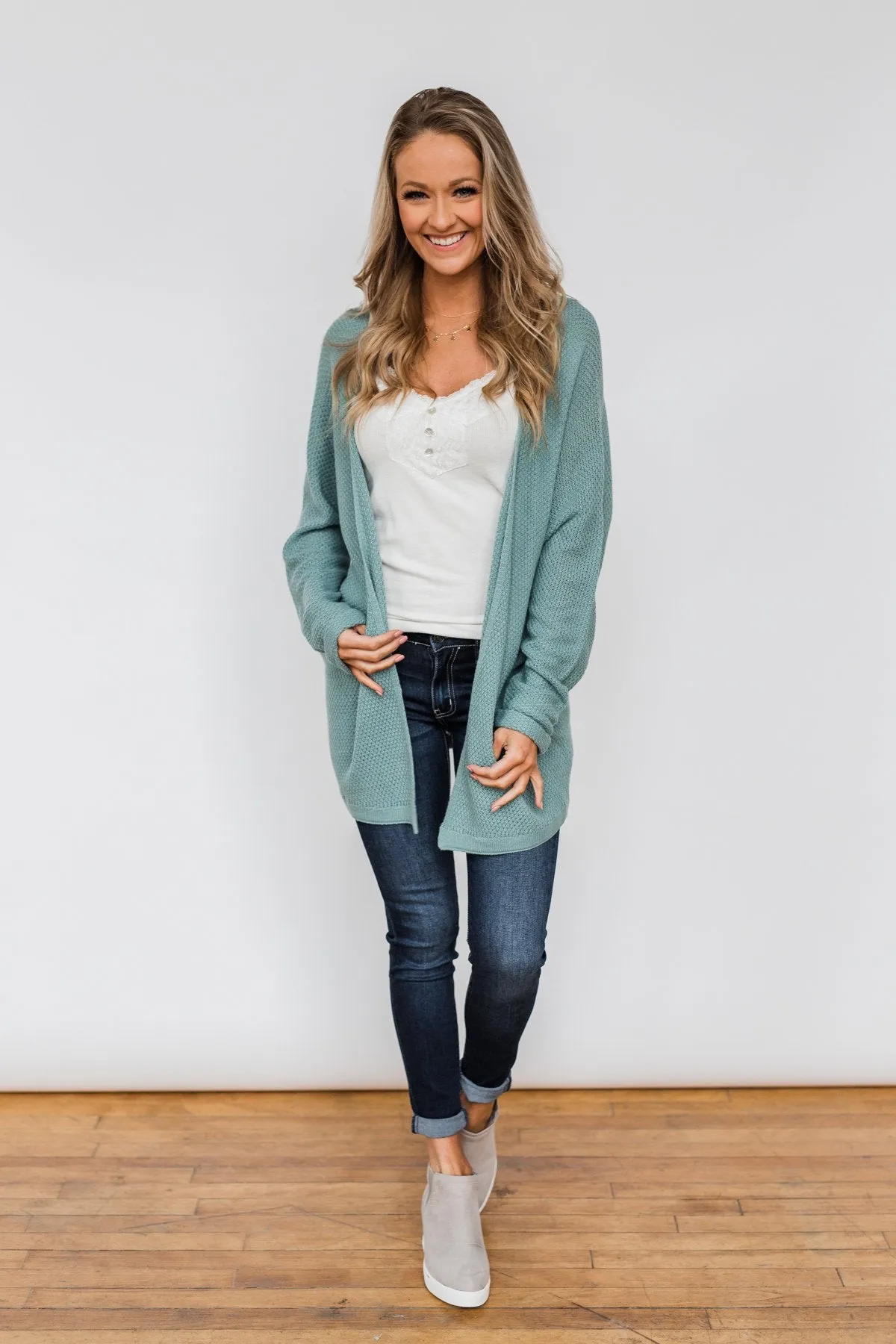 Sweet Serenity Knitted Cardigan- Slate Blue