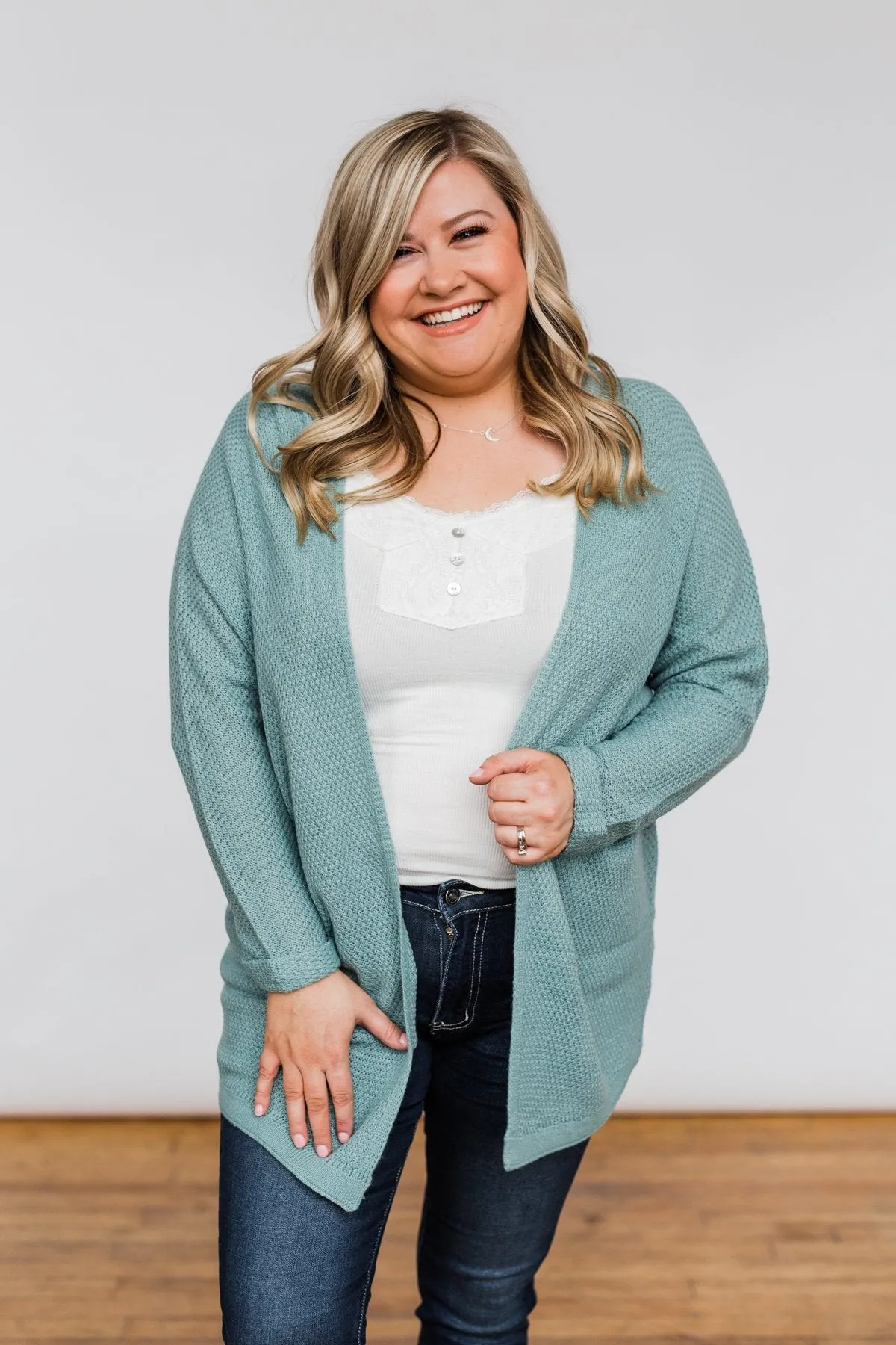 Sweet Serenity Knitted Cardigan- Slate Blue