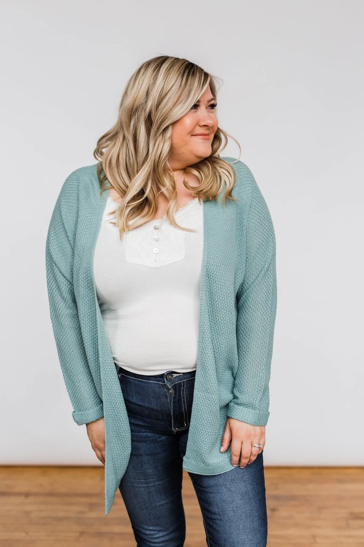 Sweet Serenity Knitted Cardigan- Slate Blue