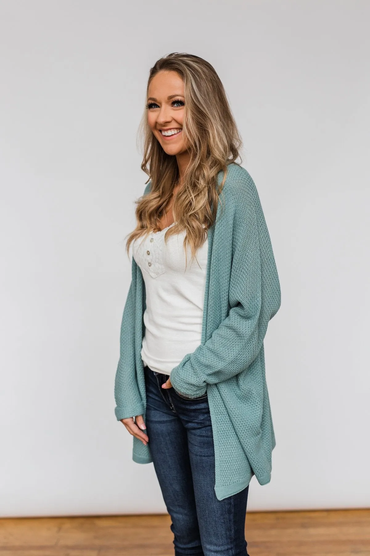 Sweet Serenity Knitted Cardigan- Slate Blue