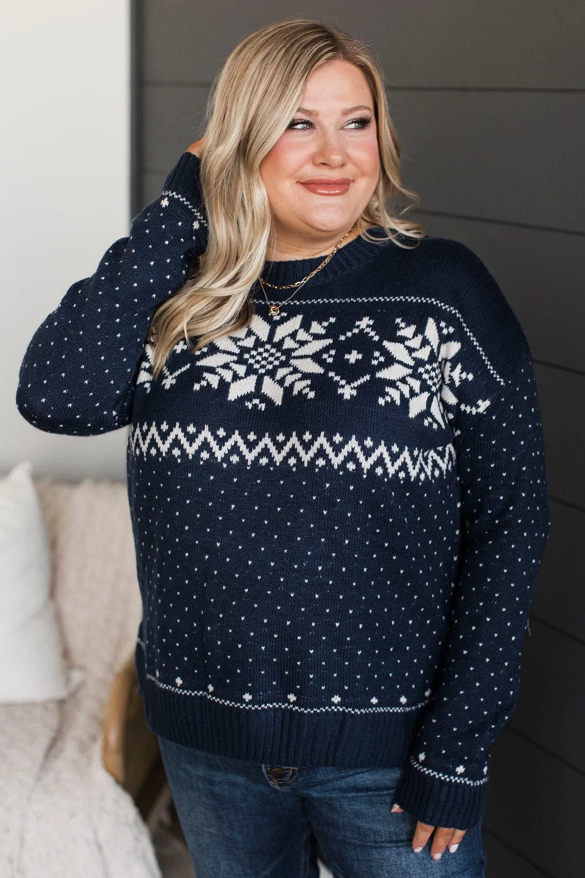 Taste Of Winter Knit Sweater- Navy