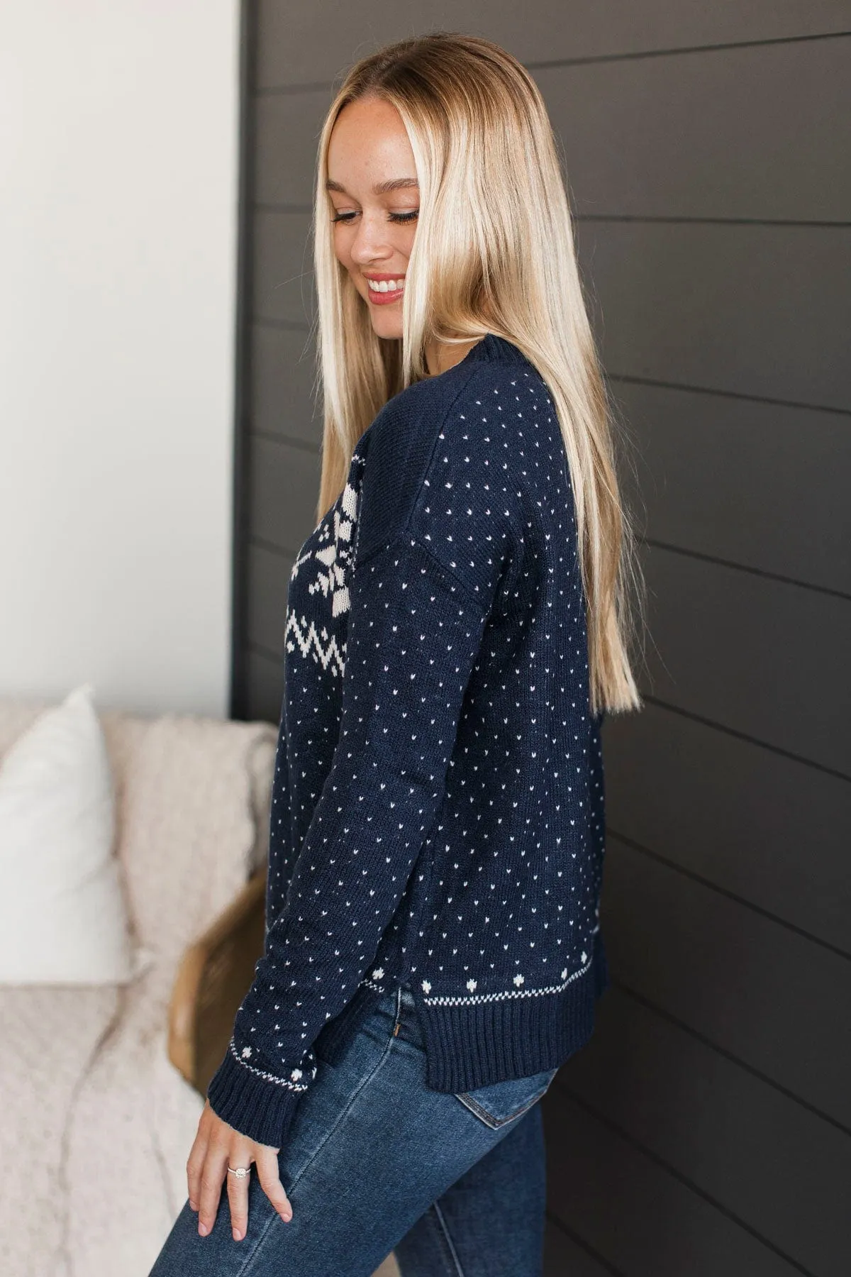 Taste Of Winter Knit Sweater- Navy