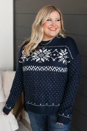 Taste Of Winter Knit Sweater- Navy