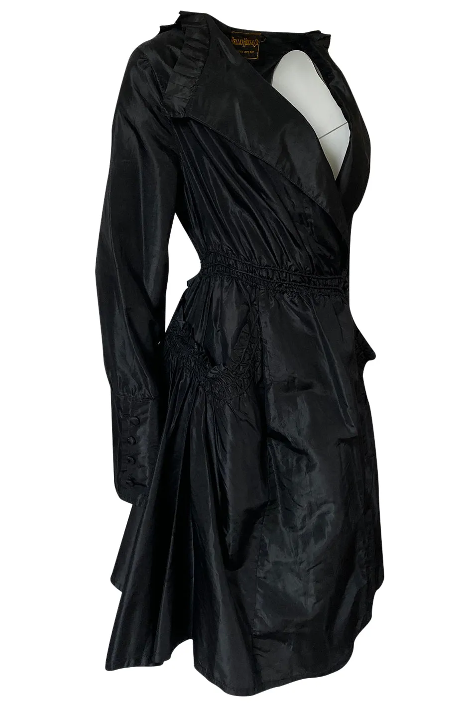 Teens or 1920s Ballas Hess Black Silk Jacket w Gorgeous Pockets & Sleeves
