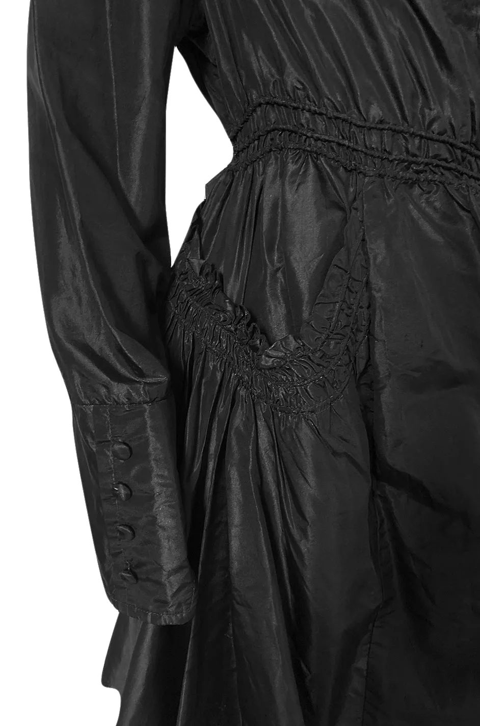 Teens or 1920s Ballas Hess Black Silk Jacket w Gorgeous Pockets & Sleeves