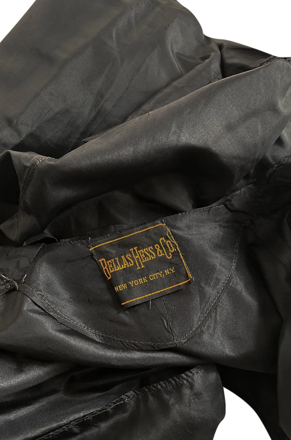 Teens or 1920s Ballas Hess Black Silk Jacket w Gorgeous Pockets & Sleeves