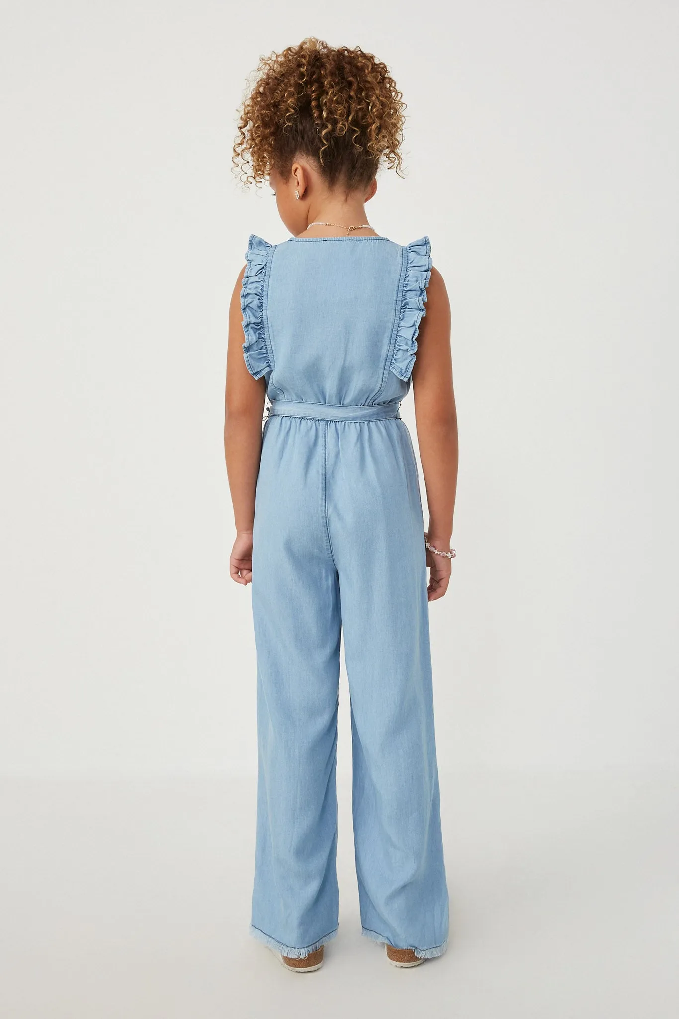 Tencel Buttoned Ruffle Tank Wideleg Jumpsuit