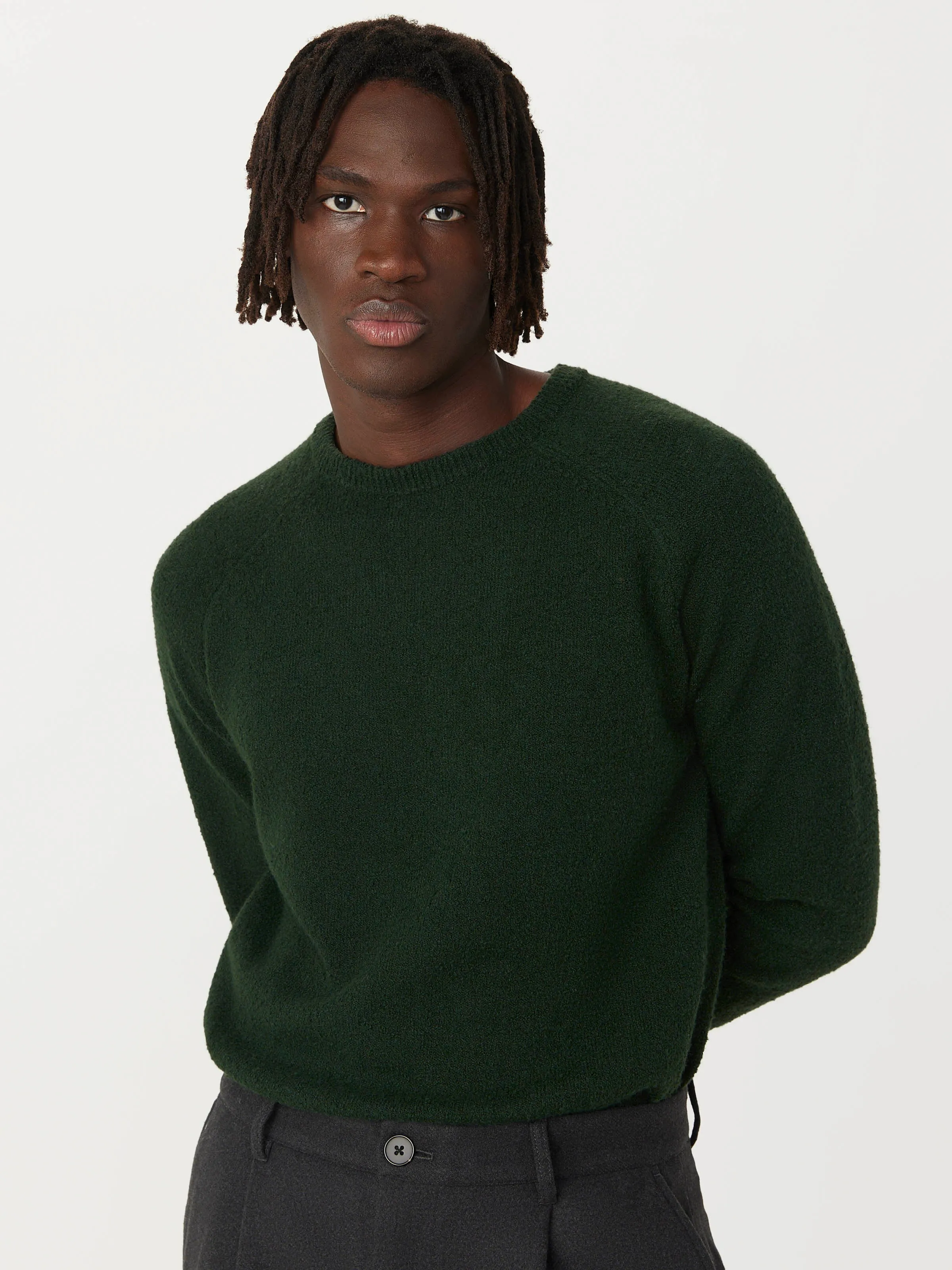 The Seawool® Boucle Sweater in Forest Green