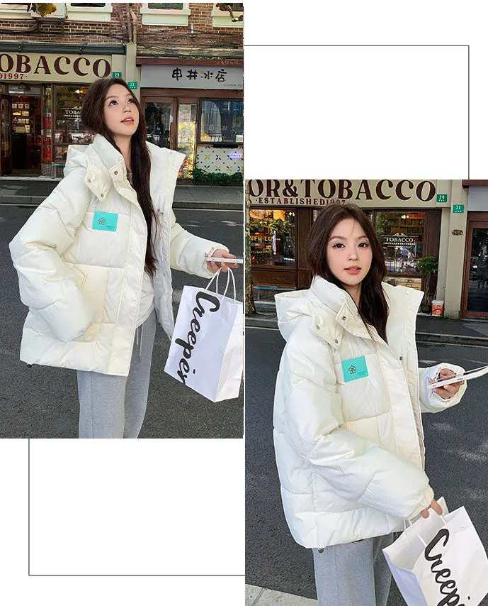 Thickened Hooded Quilted Puffer Jacket Perfect for Casual Outings