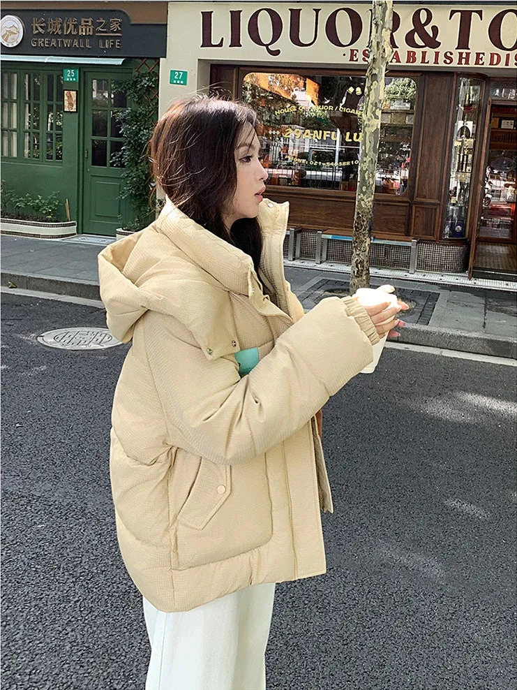 Thickened Hooded Quilted Puffer Jacket Perfect for Casual Outings