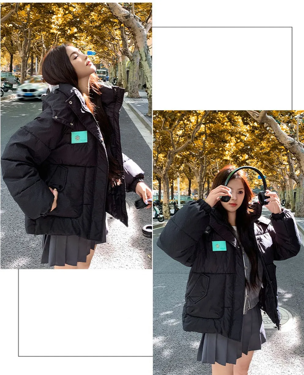 Thickened Hooded Quilted Puffer Jacket Perfect for Casual Outings