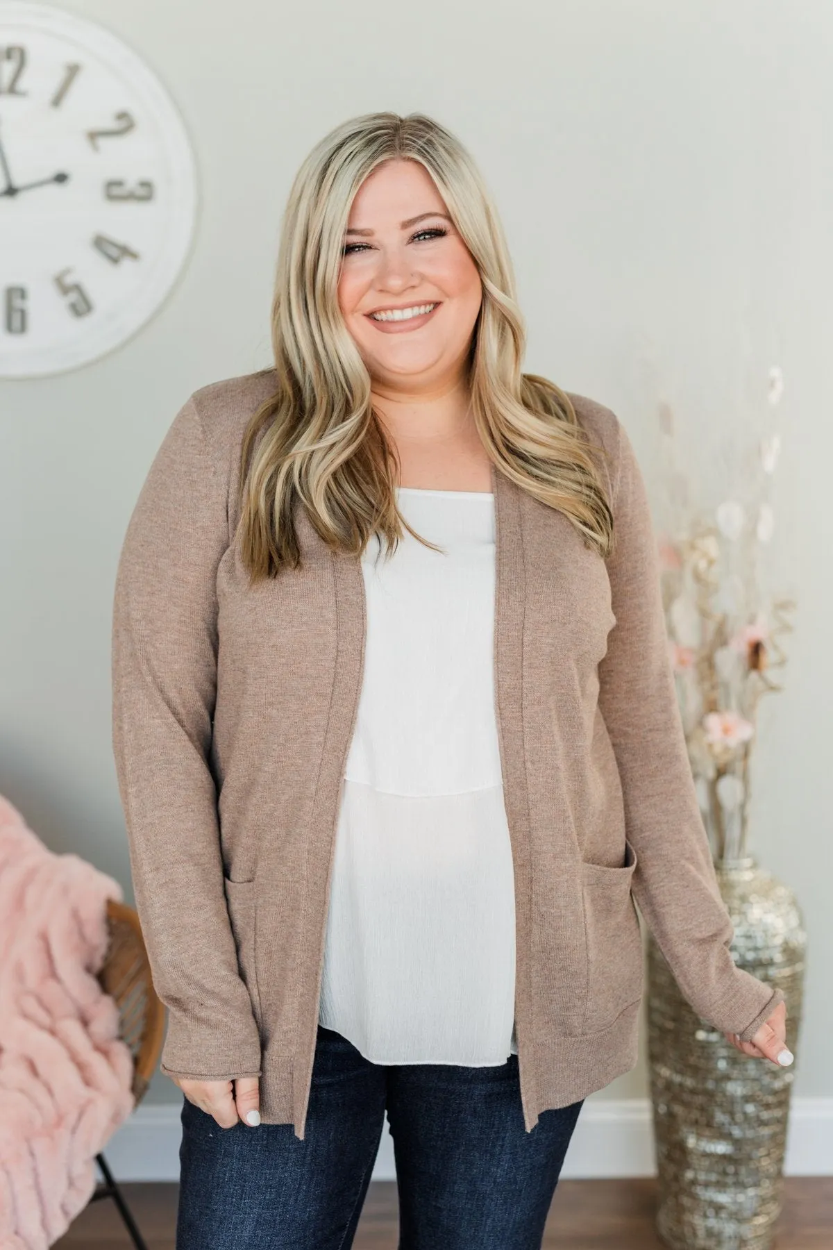 True To My Heart Open Front Cardigan- Dark Mocha
