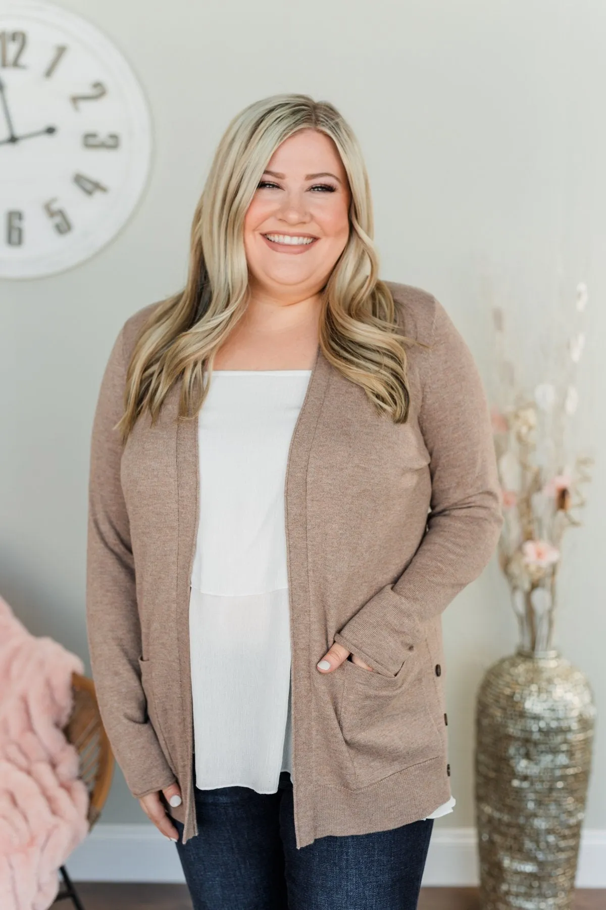 True To My Heart Open Front Cardigan- Dark Mocha