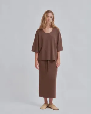 U-NECK KNIT TEE IN WOOD