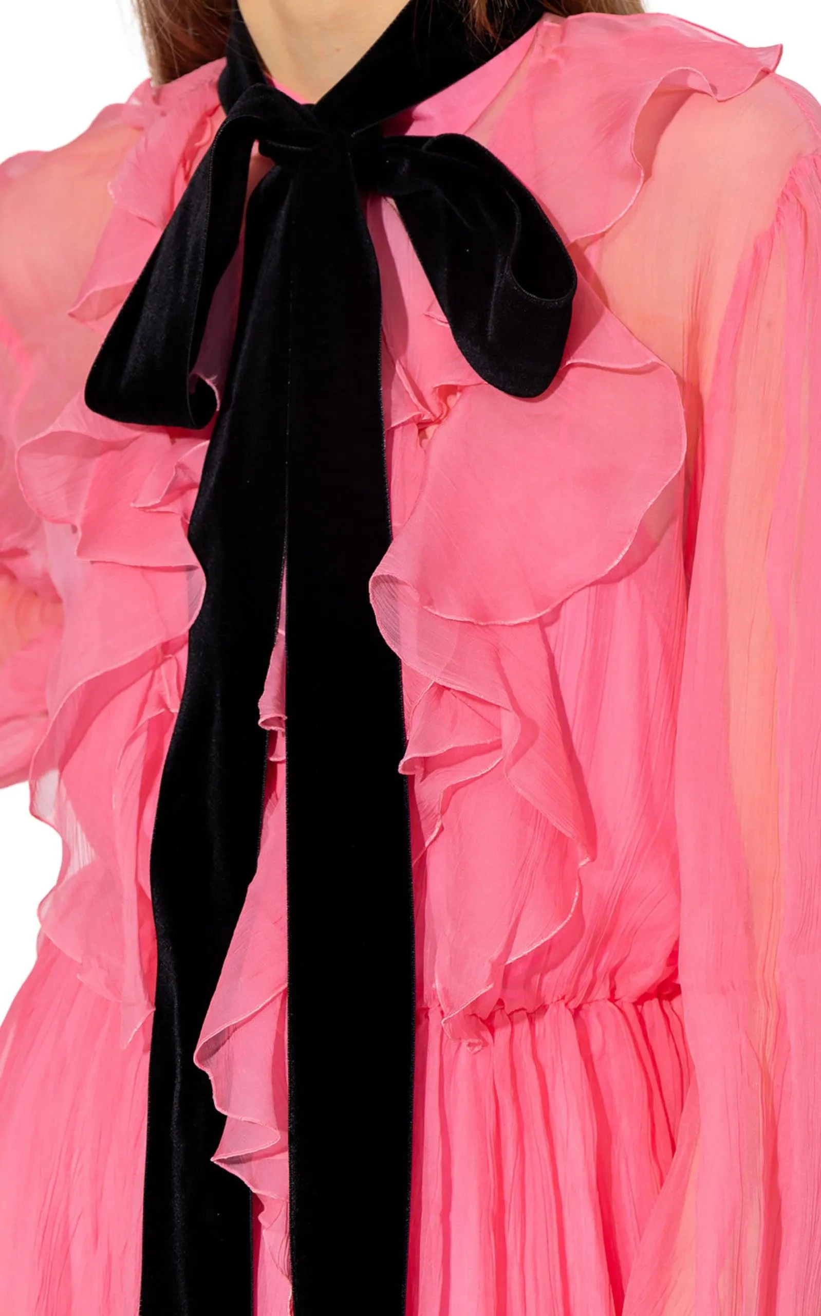 Velvet Ties Silk-chiffon Midi Dress